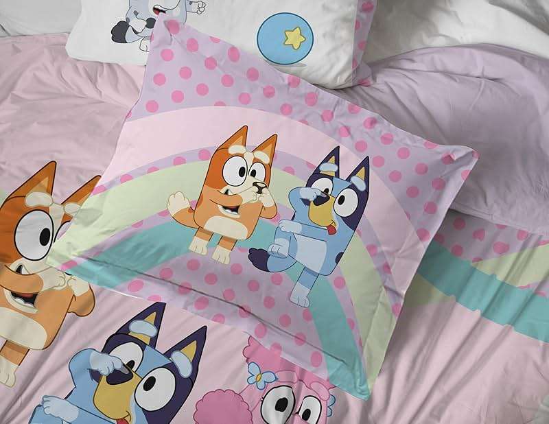Jay Franco Kids Bed Set, Pink, Bluey, 7 Piece Full | Cozy Soft Bedding for Stylish Room Décor with Comforter, Sheets & Pillow Covers - Image 6