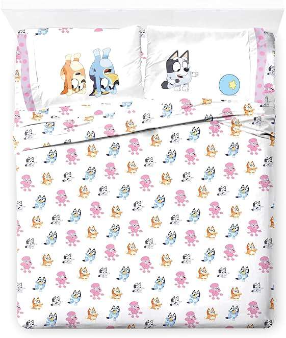 Jay Franco Kids Bed Set, Pink, Bluey, 7 Piece Full | Cozy Soft Bedding for Stylish Room Décor with Comforter, Sheets & Pillow Covers - Image 7