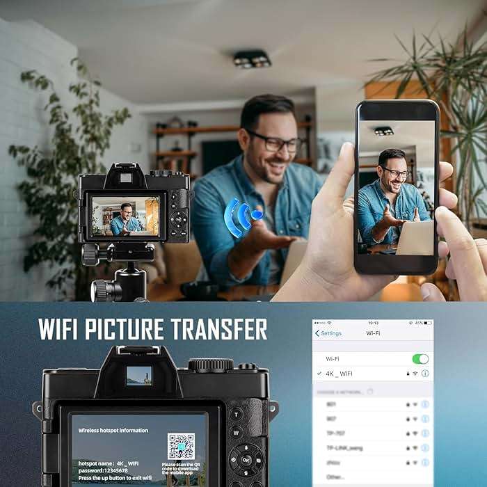 Digital Camera, 4K 48MP Cameras for Photography, 180° Flip Screen Camera with 16X Digital Zoom and WiFi Auto-Focus Vlogging Camera for YouTube with 32GB TF Card. Wide-Angle & Macro Lens S100-ZXWM - Image 5
