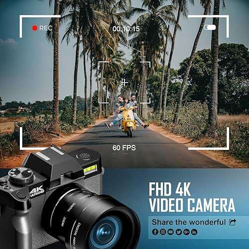 Digital Camera, 4K 48MP Cameras for Photography, 180° Flip Screen Camera with 16X Digital Zoom and WiFi Auto-Focus Vlogging Camera for YouTube with 32GB TF Card. Wide-Angle & Macro Lens S100-ZXWM - Image 6