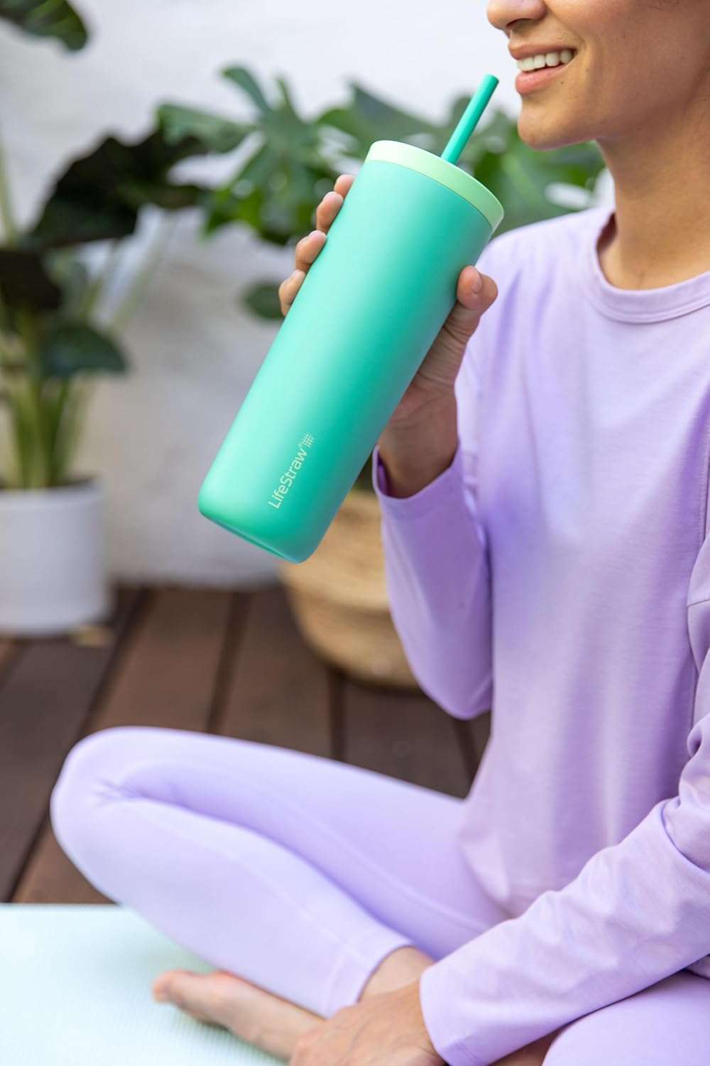 LifeStraw Go Series Tumbler – Double Wall Insulated Stainless Steel Water Filter, Cactus Green, Designed for Everyday Use, Removes Bacteria, Parasites, Microplastics, and Improves Taste - Image 2