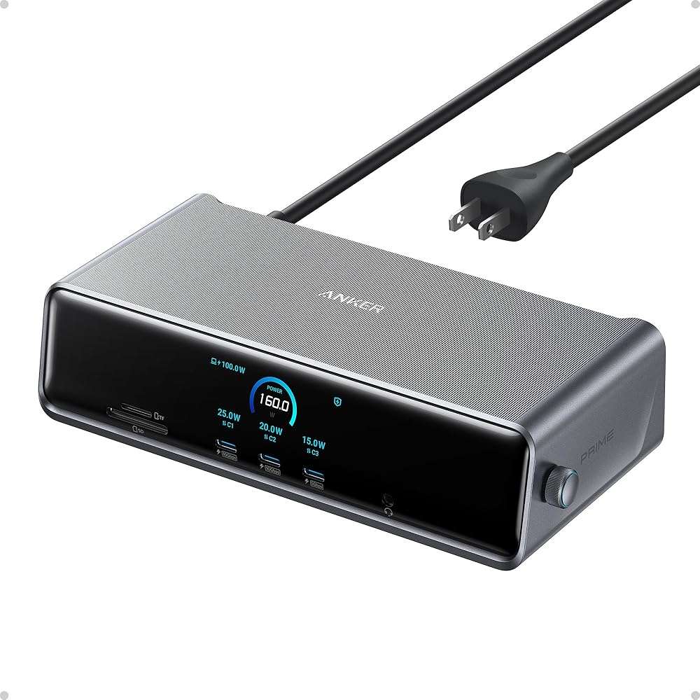 Anker Prime Docking Station (DL7400), 14-Port Triple Display with DisplayLink, 140W Max, Smart Display, Triple 4K 60Hz, Cooling Fan, for Windows Laptops (The Latest DisplayLink Driver Must Installed) - Image 1