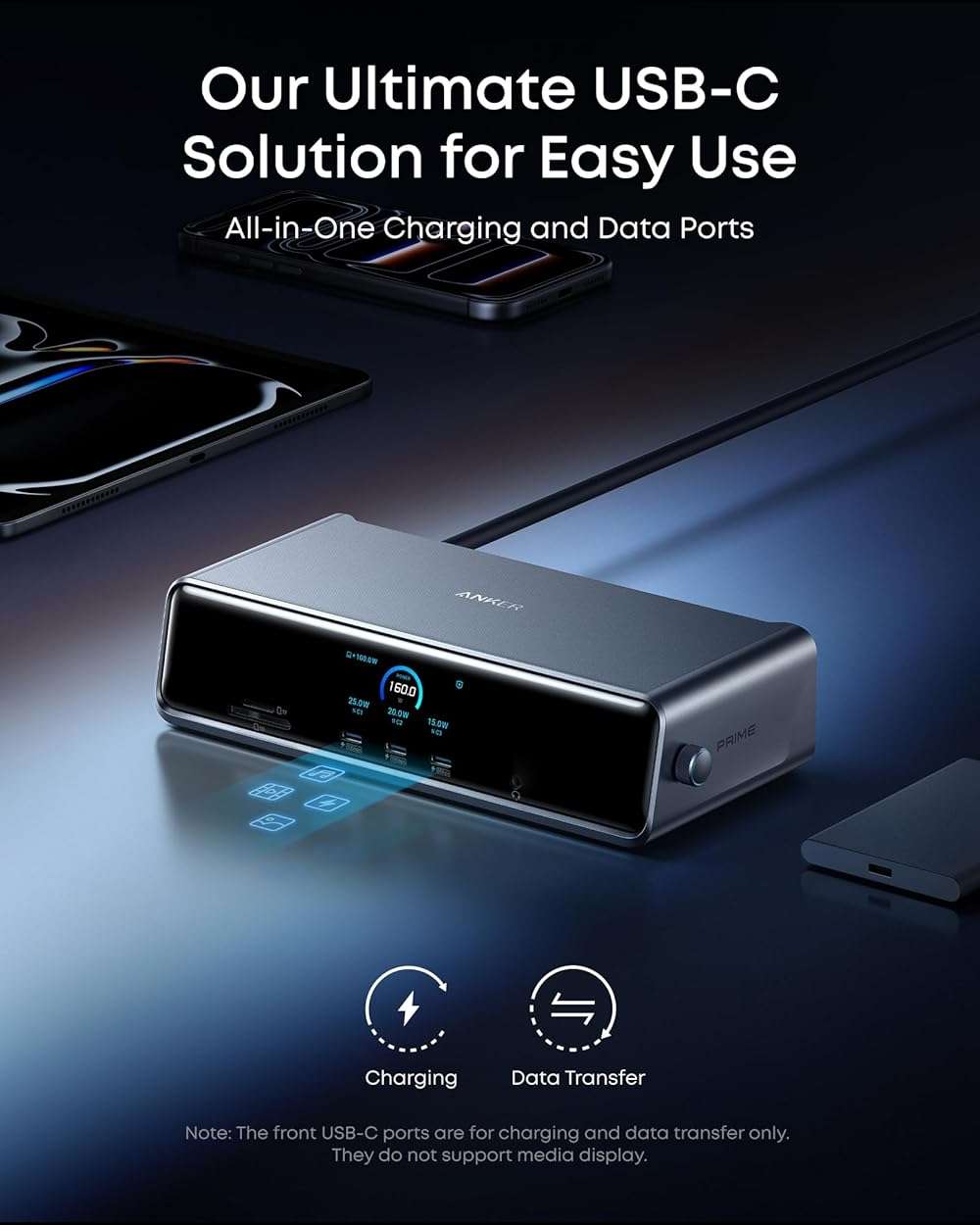 Anker Prime Docking Station (DL7400), 14-Port Triple Display with DisplayLink, 140W Max, Smart Display, Triple 4K 60Hz, Cooling Fan, for Windows Laptops (The Latest DisplayLink Driver Must Installed) - Image 8