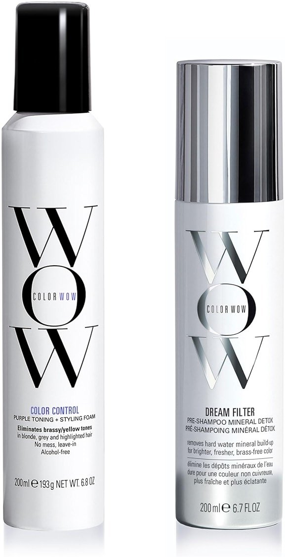 COLOR WOW Crisis Kit for Blonde Hair Maintenance- Keep blonde hair bright, light and free of brassy, yellow tones with the power of DREAM FILTER and COLOR CONTROL PURPLE TONING FOAM - Product Image