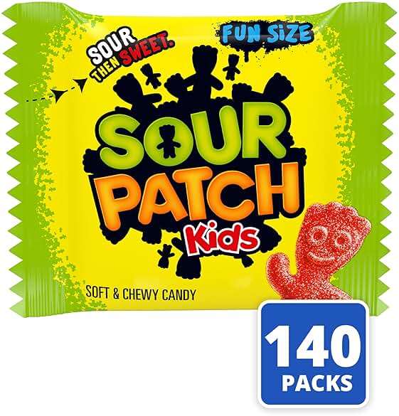 SOUR PATCH KIDS Soft & Chewy Gummy Candy, Bulk Candy, 140 Snack Packs - Image 3