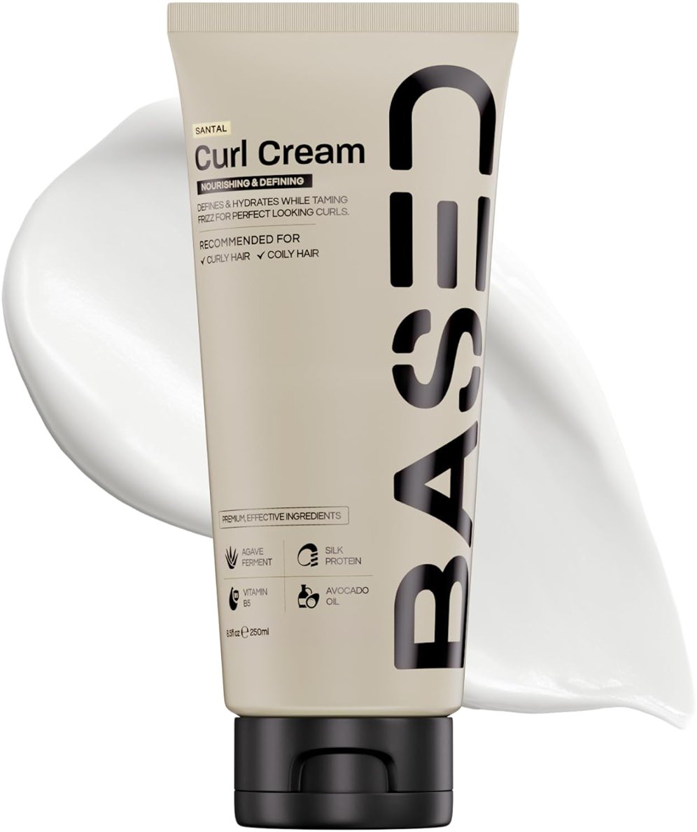 BASED Curl Cream for Men, Curl Defining Cream for Curly Hair, No Harsh Chemicals or Artificial Fragrance, Medium Hold, Hydrates & Nourishes with Agave, Silk Protein & Castor Oil, 8.5 oz (Pack of 1) - Product Image