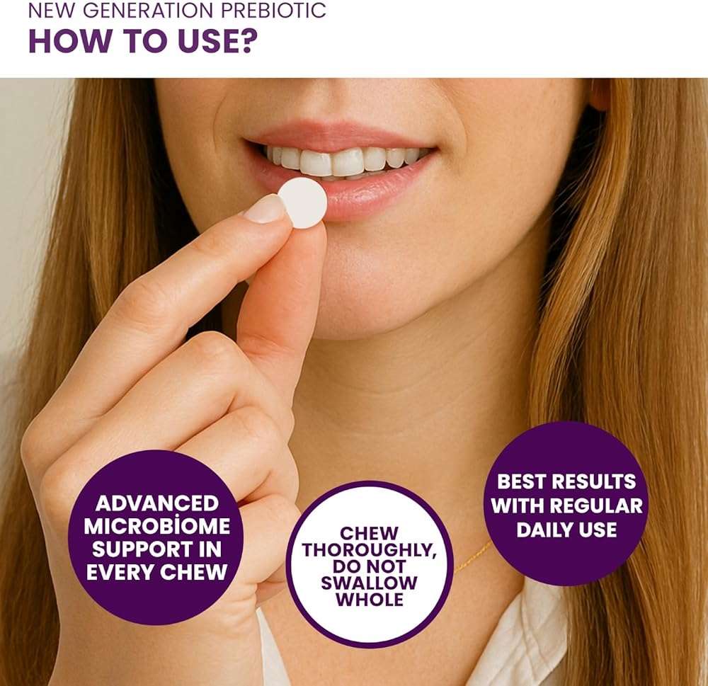 Chewable Akkermansia Probiotic and Prebiotic Supplement NOVO 2.0 with HMO, Supports Gut and Oral Microbiome, Supplements for Digestive Health and Skin Vitality, Targeted Delivery, 30 Tablets - Image 7