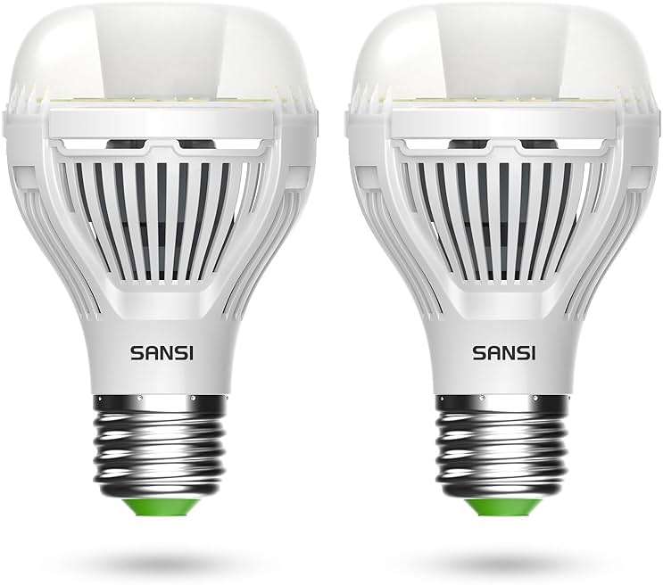 SANSI Dusk to Dawn LED Outdoor Light Bulb A19, 100 Watt Equivalent Energy Efficient 13W 5000K Daylight 1300LM Outdoor Light Bulbs, E26 Standard Base Light Bulbs for Porch Patio Yard Garden, 2-Pack - Image 1