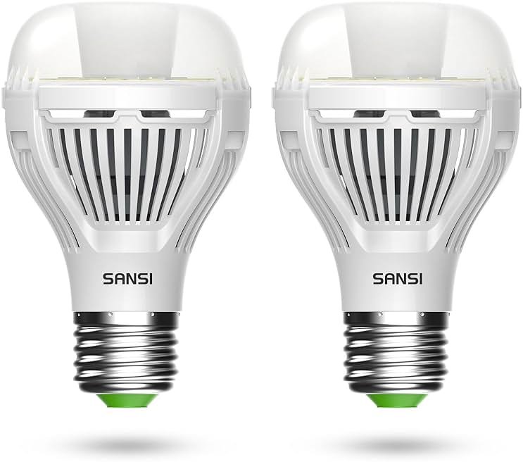 SANSI Dusk to Dawn LED Outdoor Light Bulb A19, 100 Watt Equivalent Energy Efficient 13W 5000K Daylight 1300LM Outdoor Light Bulbs, E26 Standard Base Light Bulbs for Porch Patio Yard Garden, 2-Pack - Product Image