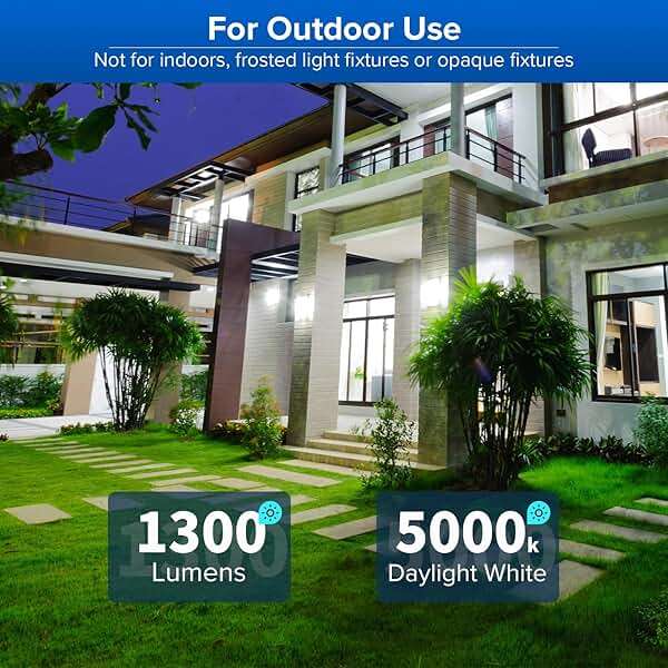 SANSI Dusk to Dawn LED Outdoor Light Bulb A19, 100 Watt Equivalent Energy Efficient 13W 5000K Daylight 1300LM Outdoor Light Bulbs, E26 Standard Base Light Bulbs for Porch Patio Yard Garden, 2-Pack - Image 5