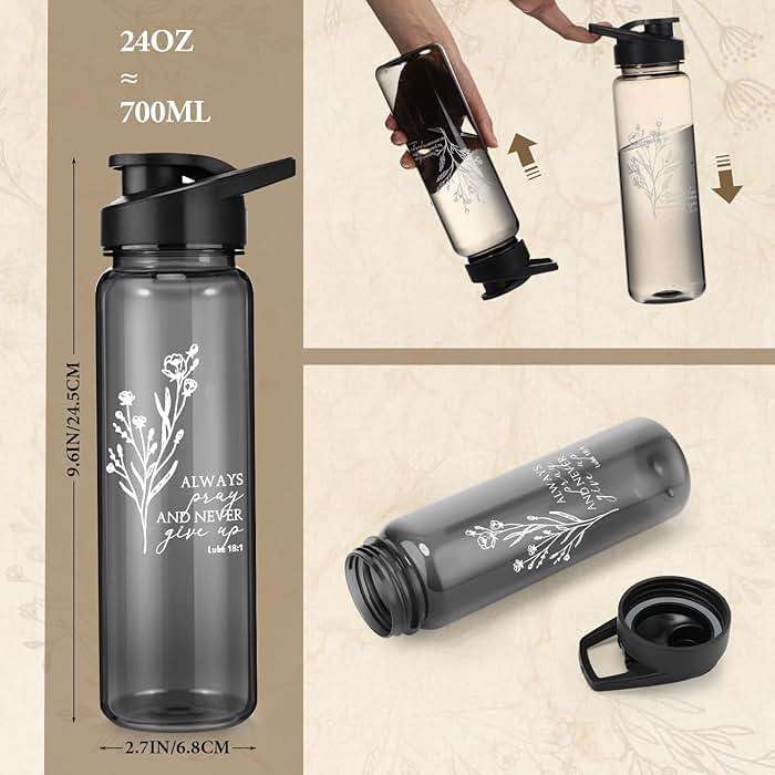 Skylety 10 Pcs Fathers Day Church Gifts Bulk Water Bottle Religious Inspirational Bible Verse Plastic Leak Proof 24 oz Bottles for Church Sunday School Teacher(Boho) - Image 3