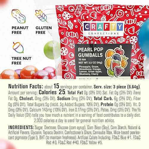 Shimmer Gumballs Pearl - Assorted Bubble Gum for Kids - Mix Fruit Flavored Gum 3.5 oz Chewing Gum - Nostalgic Valentines Candy for Party Favors Easter Basket Sweet Treats, 16mm (0.62 inch) - Image 2