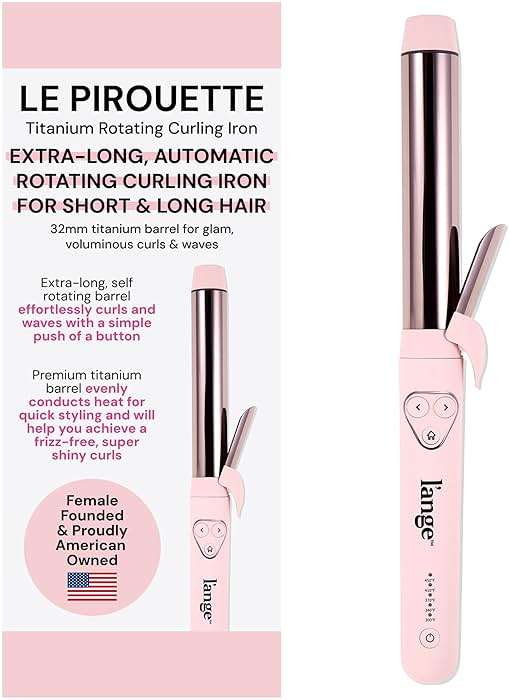L'ANGE HAIR Le Pirouette 32MM Titanium Rotating Curling Iron Self-Rotating Curler | Curls and Waves for Beginners and Pros | Premium Titanium 1.25 Inch Barrel | Blush - Image 1