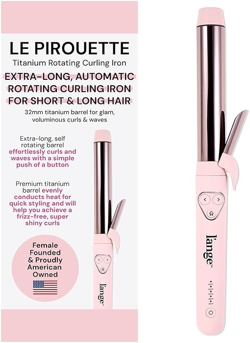 L'ANGE HAIR Le Pirouette 32MM Titanium Rotating Curling Iron Self-Rotating Curler | Curls and Waves for Beginners and Pros | Premium Titanium 1.25 Inch Barrel | Blush - Product Image