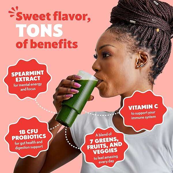 Amazing Grass Sweet Greens and Superfoods Powder for Digestive Health, Greens Powder, Digestive Enzymes, Probiotics, Spirulina, Chlorella, Peach Hibiscus, 30 Servings - Image 3