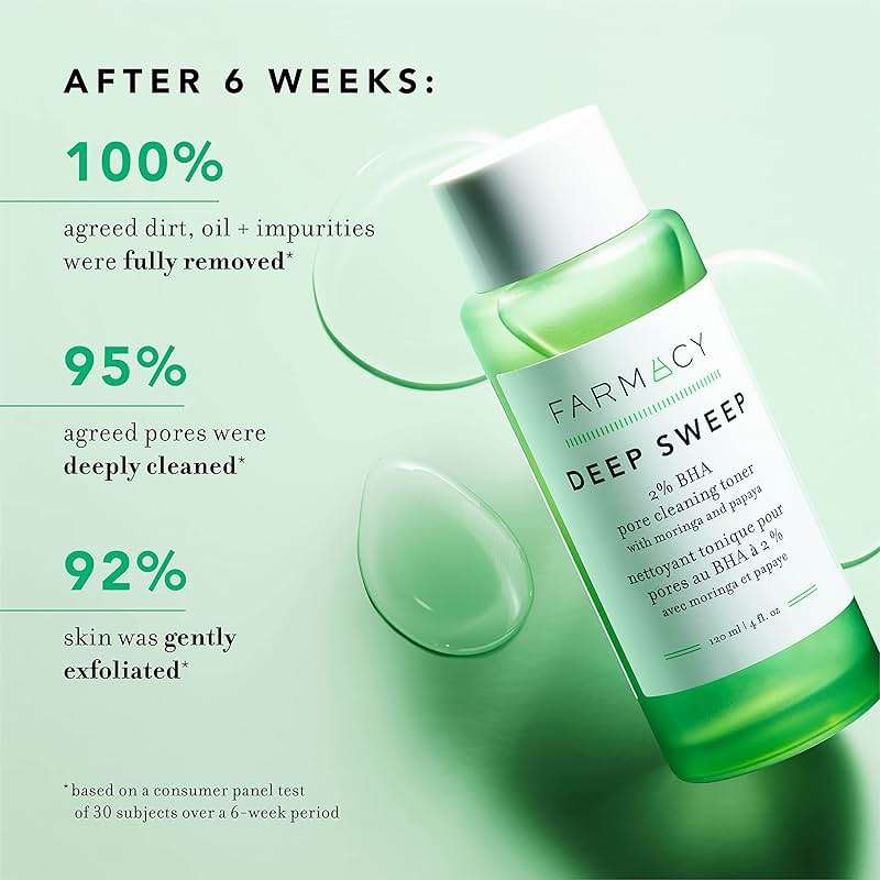 Farmacy 2% Salicylic Acid Toner for Face - Deep Sweep BHA Liquid Exfoliant + Pore Cleaner - Controls Oil, Gently Exfoliates + Refines Pores - Skin Care for Combo, Oily + Blemish-Prone Skin - (10ml) - Image 5