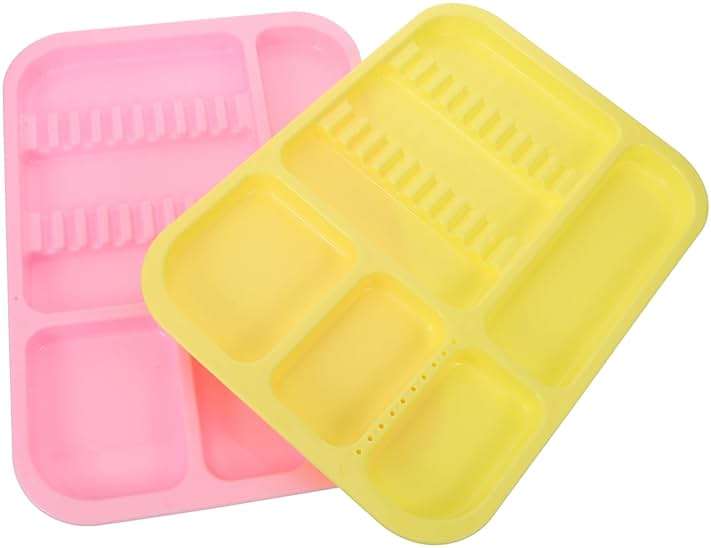 CIYODO 2pcs Portable Plastic Instrument Tray Divided Tool Plates for Organized Storage Vibrant Colors for Oral Care and Versatile Use - Image 1