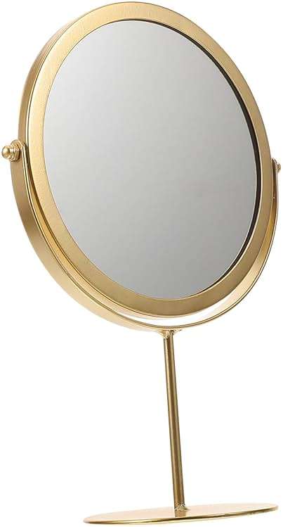 Cabilock Decorative Makeup Mirror Gold Magnifying Desk Mirror Sturdy Home Table - Image 1