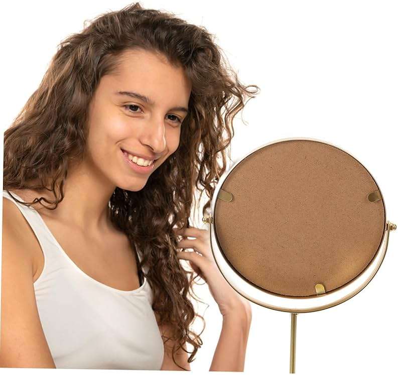 Cabilock Decorative Makeup Mirror Gold Magnifying Desk Mirror Sturdy Home Table - Image 8
