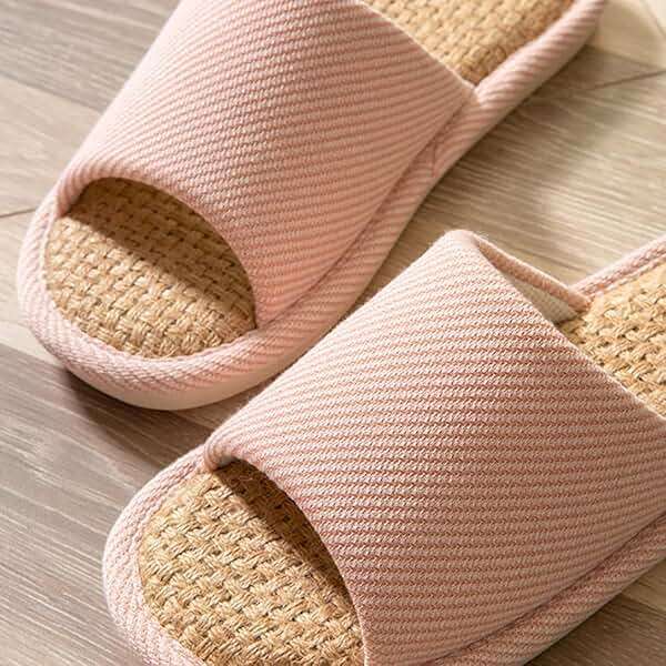 EitCaton Women And Men House Fabric Slippers Indoor And Outdoor, Non-Slip Memory Foam Open-Toe Home Shoes, Soft Bottom Linen Unisex Washable Cotton Casual - Image 8