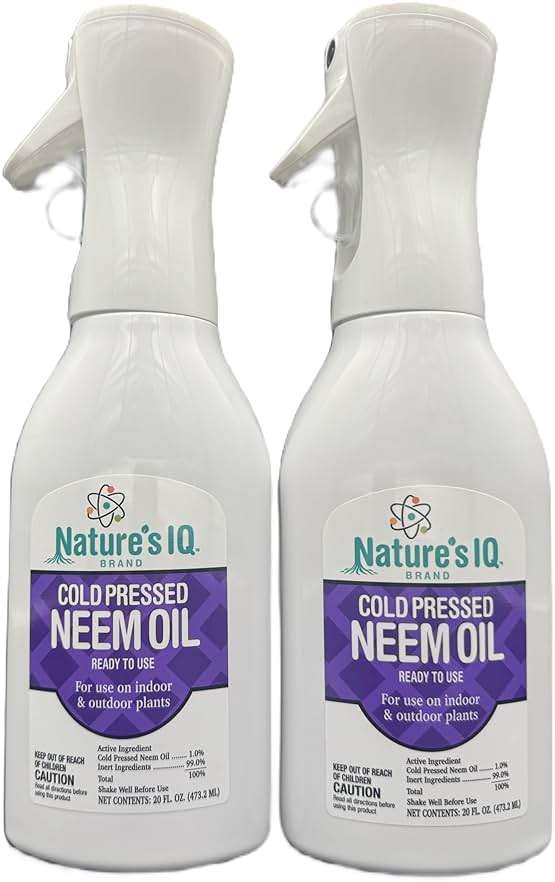 Nature's IQ Cold Pressed Neem Oil w/Spray Mist Technology. Indoor and Outdoor Plant Protection. Twin Pack - Image 1