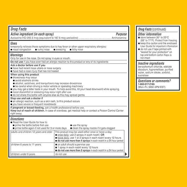 Astepro Nasal Spray and Tissue Bundle, 24-Hour Allergy Relief, Steroid-Free Azelastine HCI, Nasal Congestion, Runny & Itchy Nose, 200 Metered Sprays (Packaging May Vary) - Image 10