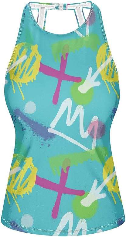 Womens Tankini Tops Graffiti Spray Paint Bathing Suit Tummy Control Tank Tops Swimsuits for Women No Bottom - Image 3