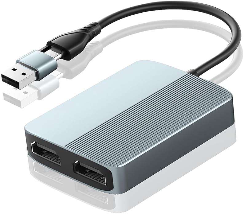 Weton USB C/USB 3.0 to Dual HDMI Adapter, USB to HDMI Splitter for Dual Monitors Extended Display Adapter for Windows Mac OS,1080p@60Hz Universal Video Graphics Converter - Image 1