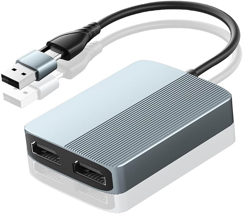 Weton USB C/USB 3.0 to Dual HDMI Adapter, USB to HDMI Splitter for Dual Monitors Extended Display Adapter for Windows Mac OS,1080p@60Hz Universal Video Graphics Converter - Product Image
