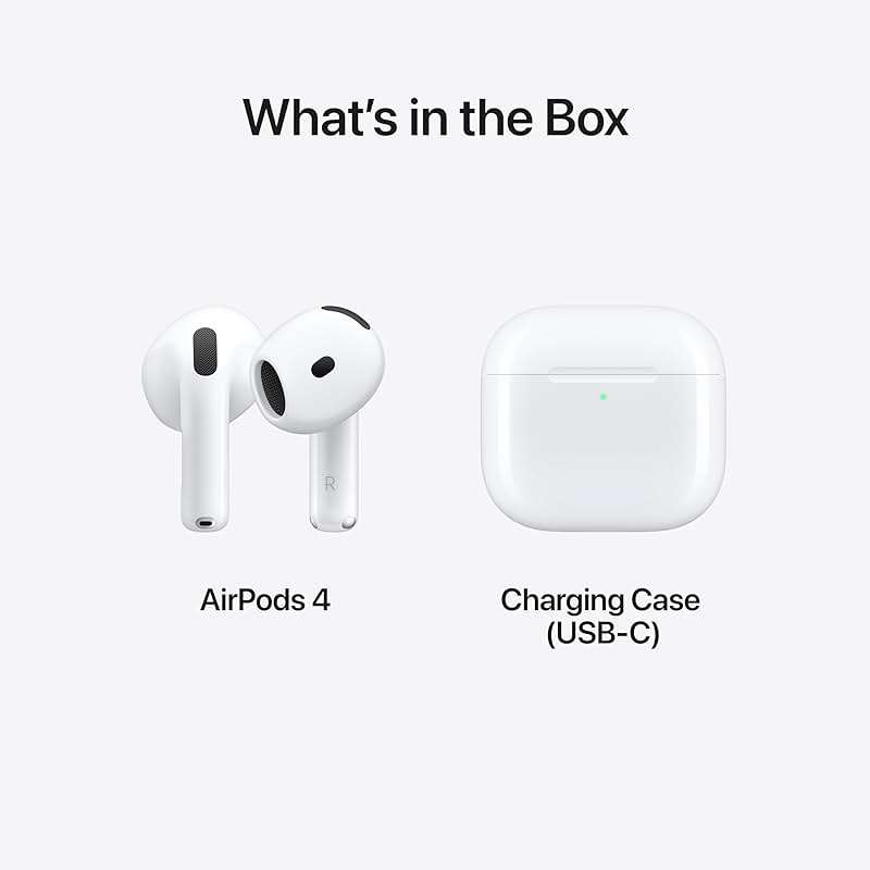 Apple AirPods 4 Wireless Earbuds, Bluetooth Headphones, Personalized Spatial Audio, Sweat and Water Resistant, USB-C Charging Case, H2 Chip, Up to 30 Hours of Battery Life, - Image 6