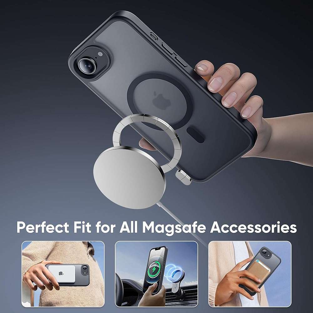 Tigowos Compatible with iPhone 17e case&iPhone 16e case Fits MagSafe 10FT Drop Resistant Matte Skin Feeling Shockproof Back Cover Fits iPhone 17e Phone Cases&iPhone 16e case 6.1", Black - Image 3