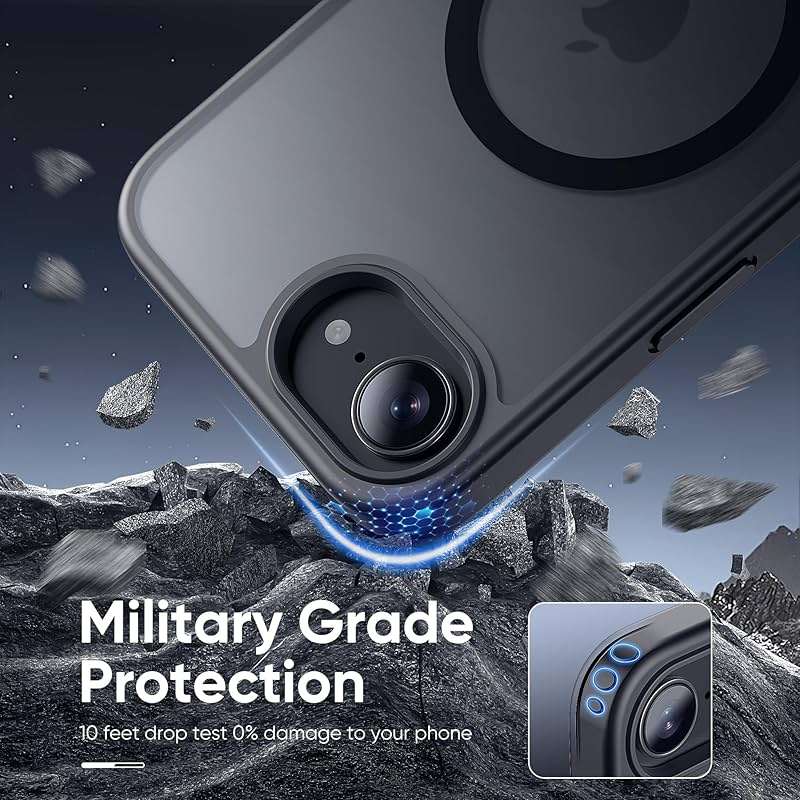 Tigowos Compatible with iPhone 17e case&iPhone 16e case Fits MagSafe 10FT Drop Resistant Matte Skin Feeling Shockproof Back Cover Fits iPhone 17e Phone Cases&iPhone 16e case 6.1", Black - Image 4