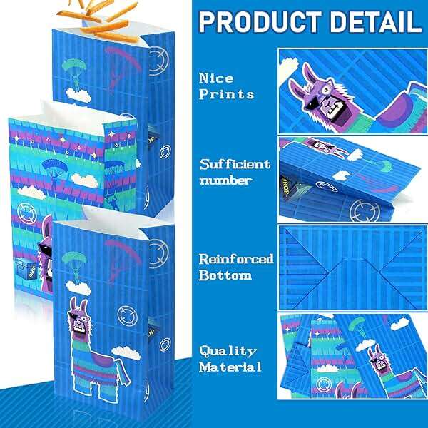 Haxpacal Video Game Party Gift Bags 32pcs Llama Themed Birthday Treat Bags for Video Game Llama Party Paper Bag Candy Snack Box Supplies, 8.6x4.7x3.2 in - Image 5