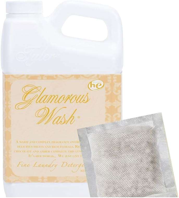 Tyler Candle Company Wash Diva 32 Fl oz HE, Laundry Detergent/with Glamorous Sachet Single Pouch - Image 1