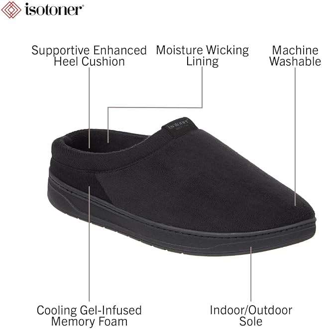 isotoner Men's Indoor/Outdoor Slip-on Microterry Jake Clog Slippers With Memory Foam Comfort and Heel Support - Image 2