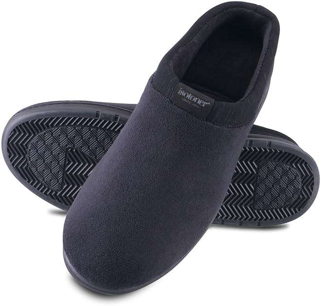 isotoner Men's Indoor/Outdoor Slip-on Microterry Jake Clog Slippers With Memory Foam Comfort and Heel Support - Image 4