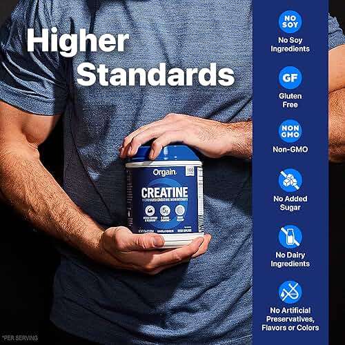 Orgain Creatine Monohydrate Micronized Powder, 100 Servings, Unflavored, Supports Muscle Growth, Post Workout Recovery and Brain Health, No Artificial Additives, for Men & Women (Packaging May Vary) - Image 4