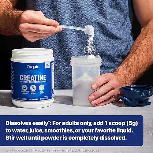 Orgain Creatine Monohydrate Micronized Powder, 100 Servings, Unflavored, Supports Muscle Growth, Post Workout Recovery and Brain Health, No Artificial Additives, for Men & Women (Packaging May Vary) - Image 5