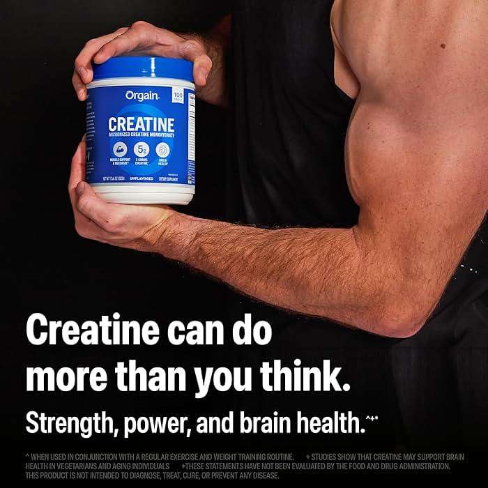 Orgain Creatine Monohydrate Micronized Powder, 100 Servings, Unflavored, Supports Muscle Growth, Post Workout Recovery and Brain Health, No Artificial Additives, for Men & Women (Packaging May Vary) - Image 6