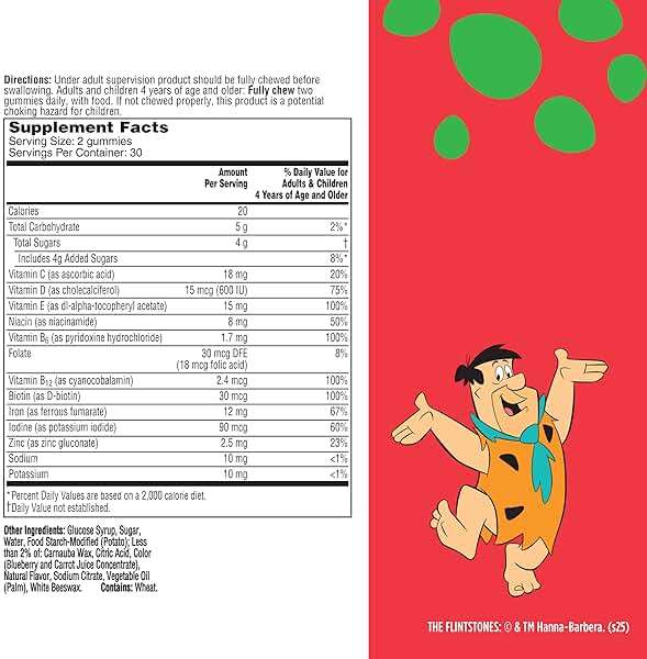 Flintstones Vitamins for Picky Kids + Iron, Kids Multivitamin Gummies with Vitamin C, D, E, B6 and Iron, Gummy Vitamins, Grape Flavored, 60 Gummies - Image 7