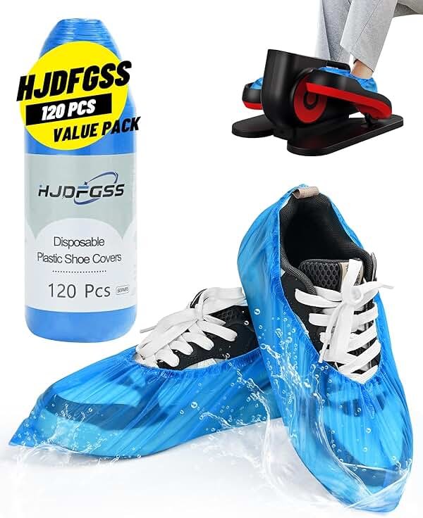 Shoe Covers Disposable-120 Pcs(60 pairs) Compact, Waterproof and Recyclable Shoe Booties Covers for Indoors,fits up to size 11 US Men and 13 US Women, Blue, Large - Product Image