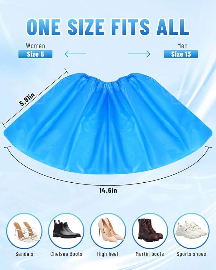 Shoe Covers Disposable-120 Pcs(60 pairs) Compact, Waterproof and Recyclable Shoe Booties Covers for Indoors,fits up to size 11 US Men and 13 US Women, Blue, Large - Image 2