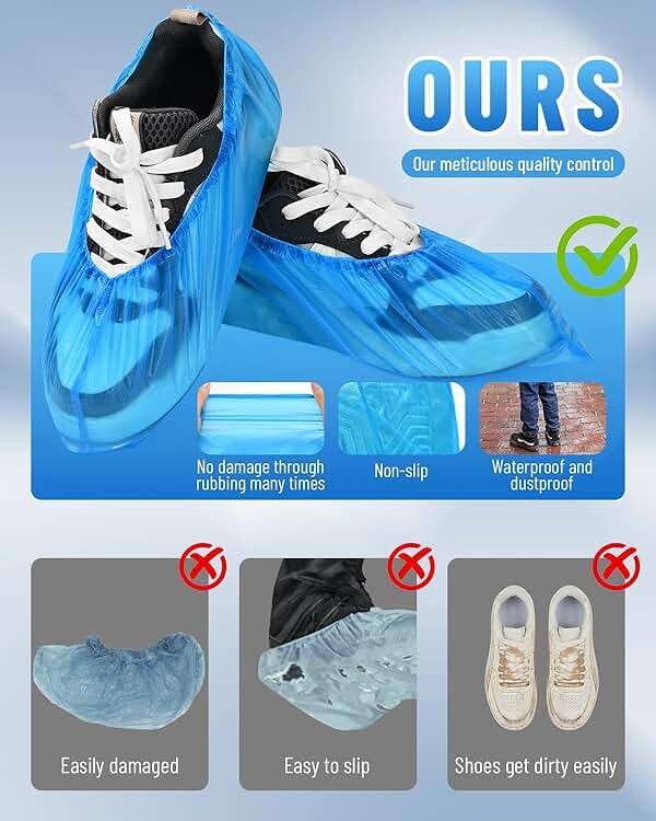 Shoe Covers Disposable-120 Pcs(60 pairs) Compact, Waterproof and Recyclable Shoe Booties Covers for Indoors,fits up to size 11 US Men and 13 US Women, Blue, Large - Image 6