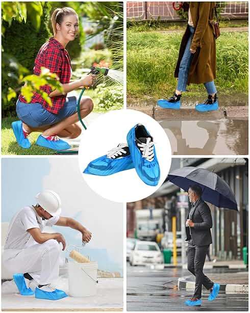 Shoe Covers Disposable-120 Pcs(60 pairs) Compact, Waterproof and Recyclable Shoe Booties Covers for Indoors,fits up to size 11 US Men and 13 US Women, Blue, Large - Image 7