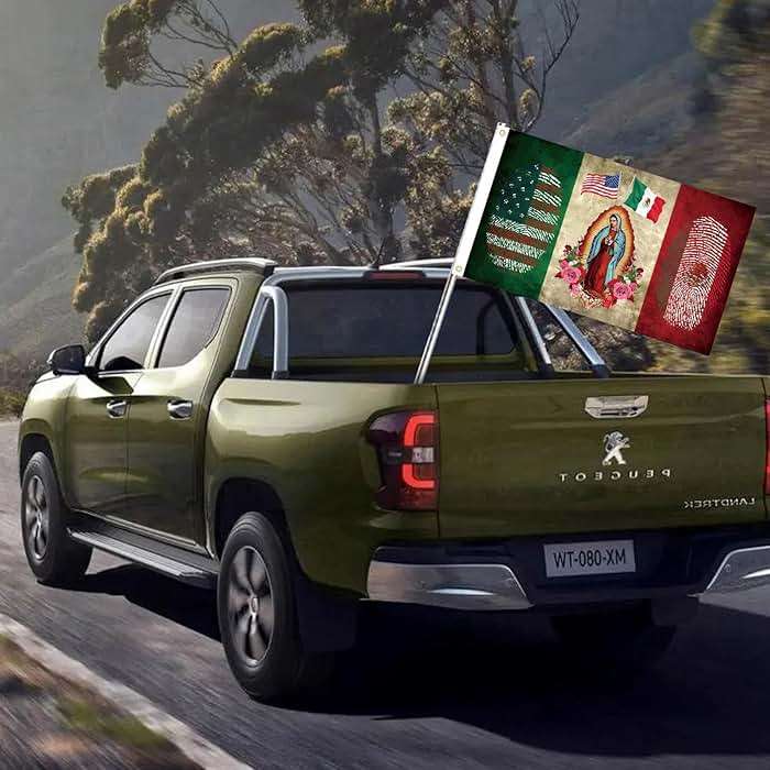 Mexican American Flag with Virgin of Guadalupe, Mexico USA Flag 3x5 Ft, Polyester, Indoor Outdoor Banner - Image 2