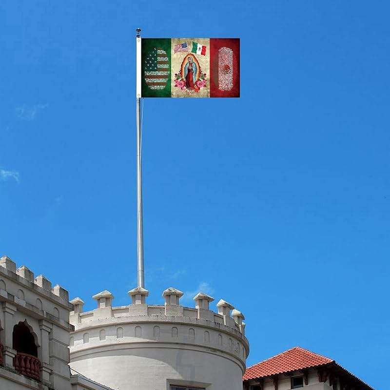 Mexican American Flag with Virgin of Guadalupe, Mexico USA Flag 3x5 Ft, Polyester, Indoor Outdoor Banner - Image 4