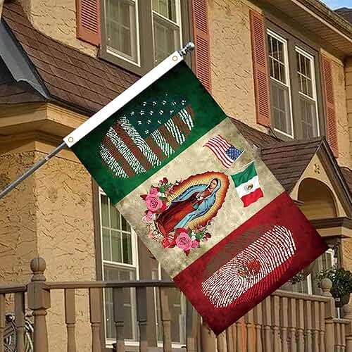 Mexican American Flag with Virgin of Guadalupe, Mexico USA Flag 3x5 Ft, Polyester, Indoor Outdoor Banner - Image 7
