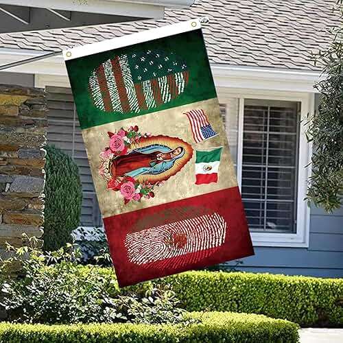 Mexican American Flag with Virgin of Guadalupe, Mexico USA Flag 3x5 Ft, Polyester, Indoor Outdoor Banner - Image 8