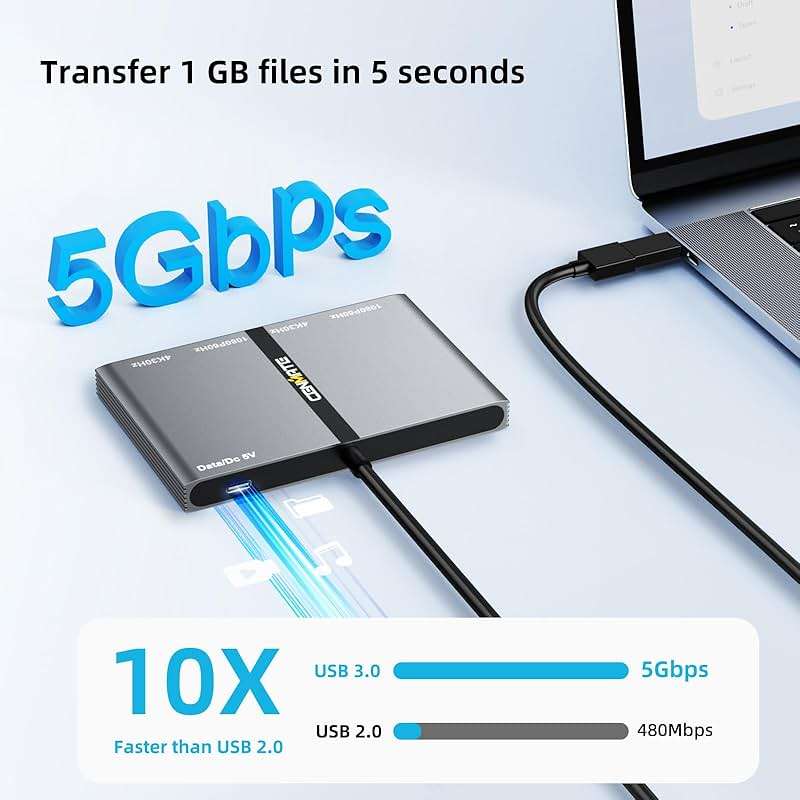 CENMATE USB A/C 3.0 to 4xHDMI Adapter Support Mirror/Extend Mode Compatible with Mac/Win,5-in-1 USB C Docking Station(4K30Hz x2+1080P60Hz x2+Type C 3.0), 4 Monitor Docking Station with 4 HDMI - Image 4