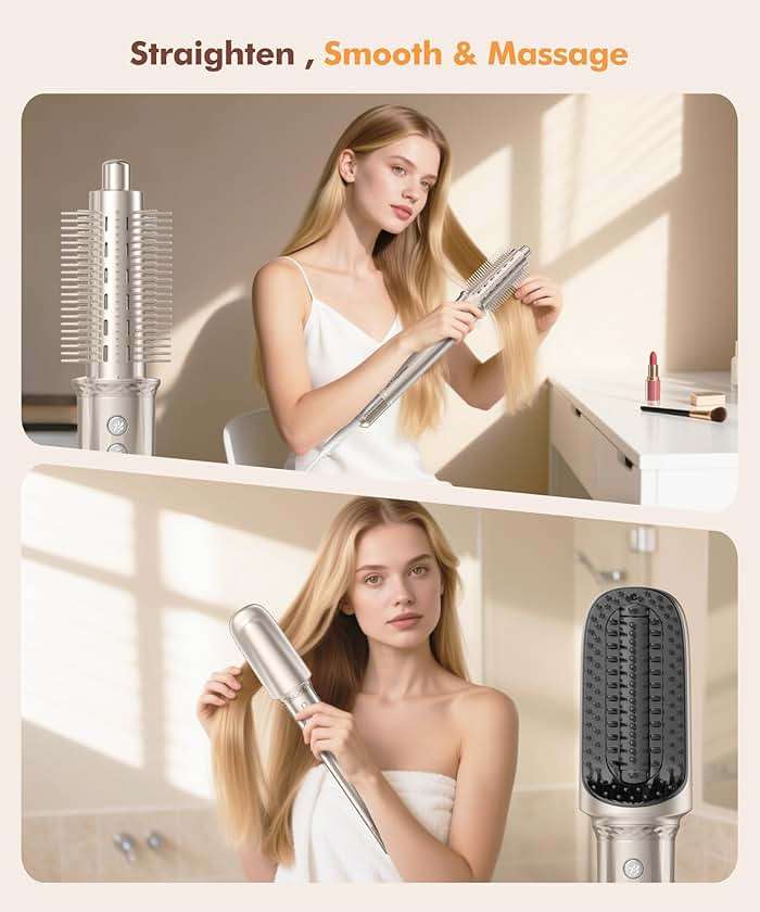 Cosy Companions 6 in-1 Hair Dryer Brush, 150,000 RPM High-Speed Negative Ionic, Blow Dryer Brush for Fast Drying, Hot Air Brush for Curling/Volumizing/Straightening with Travel Bag, Gold - Image 7